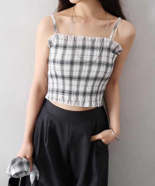 SpRay（スプレイ）の「チェックシャツクロップドアンサンブル（シャツ/ブラウス・レディース・ホワイト/ブラウン/ブラック・FREE）」の11枚目の写真