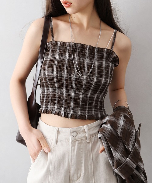 SpRay（スプレイ）の「チェックシャツクロップドアンサンブル（シャツ/ブラウス・レディース・ホワイト/ブラウン/ブラック・FREE）」の17枚目の写真