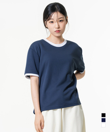 エッセンシャルエアメッシュ半袖リンガーTシャツネイビー