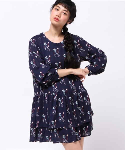 OUTLET（アウトレット）の「【mystic】柄チュニックワンピース（ワンピース・レディース・ブラック/オフホワイト/ネイビー・FREE）」の3枚目の写真