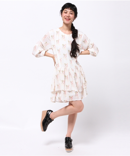 OUTLET（アウトレット）の「【mystic】柄チュニックワンピース（ワンピース・レディース・ブラック/オフホワイト/ネイビー・FREE）」の5枚目の写真