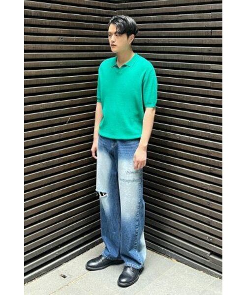 NONBLANK(ノンブランク)の「クールタッチハーフスリーブカラーニット_GREEN(ポロシャツ・メンズ・その他・LARGE/X-LARGE/MEDIUM)」の4枚目の写真
