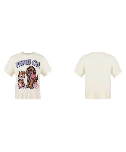 Fano Studios(ファノ ストゥディオズ)の「ジャガード柄 犬猫モチーフ 半袖ニット Tシャツ FX26S067【Fano Studios】【2026SS】(Tシャツ/カットソー・レディース・ホワイト・S/M/L)」の11枚目の写真