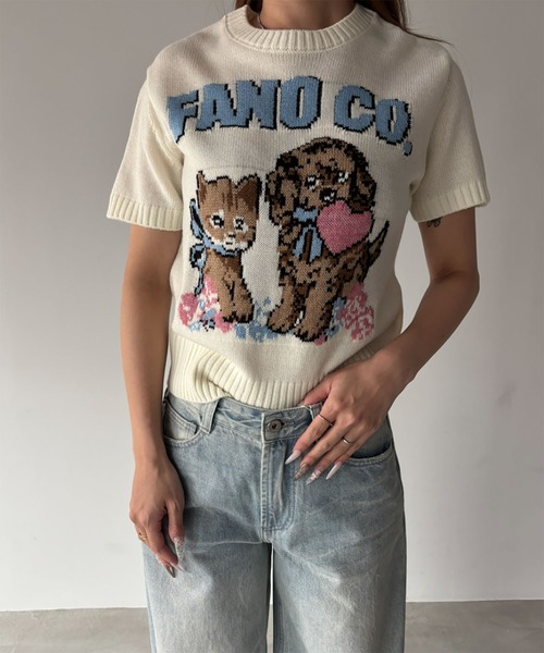 Fano Studios(ファノ ストゥディオズ)の「ジャガード柄 犬猫モチーフ 半袖ニット Tシャツ FX26S067【Fano Studios】【2026SS】(Tシャツ/カットソー・レディース・ホワイト・S/M/L)」の14枚目の写真