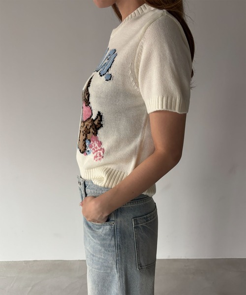 Fano Studios(ファノ ストゥディオズ)の「ジャガード柄 犬猫モチーフ 半袖ニット Tシャツ FX26S067【Fano Studios】【2026SS】(Tシャツ/カットソー・レディース・ホワイト・S/M/L)」の16枚目の写真