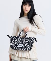 PEBBLE DOT STRING PUFFY BAG DOT BLACK