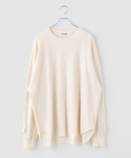 DISCOVERED(ディスカバード)の「DISCOVERED / ディスカバード BONE CROCHET WAFFLE CUTSEWN(Tシャツ/カットソー・メンズ・アイボリー/ブラック・1)」の2枚目の写真