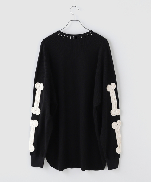DISCOVERED(ディスカバード)の「DISCOVERED / ディスカバード BONE CROCHET WAFFLE CUTSEWN(Tシャツ/カットソー・メンズ・アイボリー/ブラック・1)」の3枚目の写真