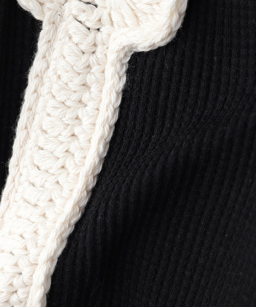 DISCOVERED(ディスカバード)の「DISCOVERED / ディスカバード BONE CROCHET WAFFLE CUTSEWN(Tシャツ/カットソー・メンズ・アイボリー/ブラック・1)」の4枚目の写真