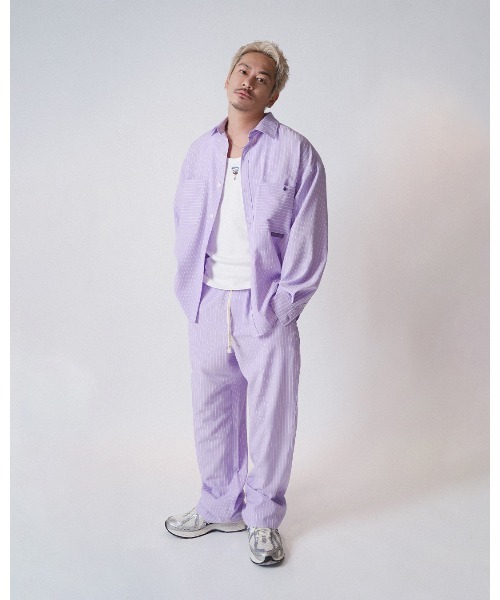#Re:room（リルーム）の「ストライプワイドカラーパンツ（その他パンツ・メンズ・ブラック/ブルー/パープル・SMALL/MEDIUM）」の4枚目の写真