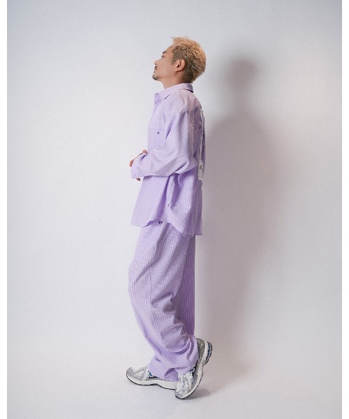#Re:room（リルーム）の「ストライプワイドカラーパンツ（その他パンツ・メンズ・ブラック/ブルー/パープル・SMALL/MEDIUM）」の6枚目の写真