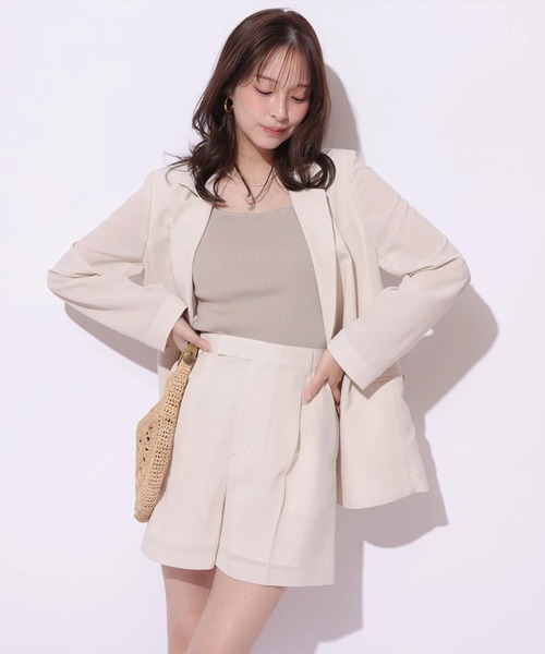 Mystrada(マイストラーダ)の「リネン調ベーシックショートパンツ(その他パンツ・レディース・ベージュ系その他/ネイビー・38/36/34)」の1枚目の写真