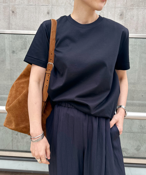 AP STUDIO(エーピーストゥディオ)の「コンパクトTシャツ(Tシャツ/カットソー・レディース・ブラック/ネイビー/ホワイト/ブラウン・FREE)」の4枚目の写真