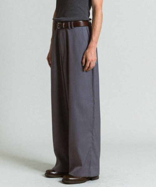 Elanque（エランク）の「wide straight slacks / ワイドストレートスラックス（スラックス・メンズ・ブラック/グレー・MEDIUM/LARGE）」の2枚目の写真