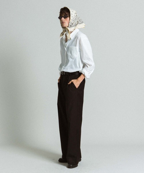 Elanque（エランク）の「wide straight slacks / ワイドストレートスラックス（スラックス・メンズ・ブラック/グレー・MEDIUM/LARGE）」の3枚目の写真