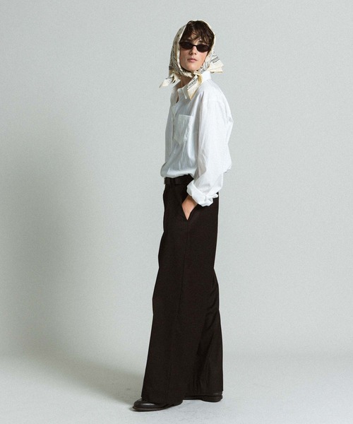 Elanque（エランク）の「wide straight slacks / ワイドストレートスラックス（スラックス・メンズ・ブラック/グレー・MEDIUM/LARGE）」の4枚目の写真