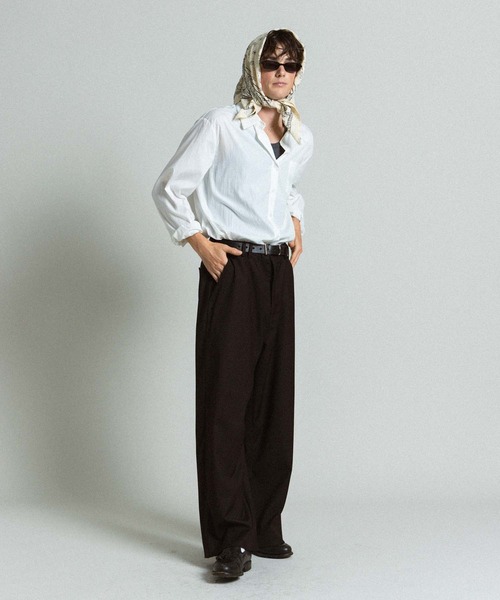 Elanque（エランク）の「wide straight slacks / ワイドストレートスラックス（スラックス・メンズ・ブラック/グレー・MEDIUM/LARGE）」の6枚目の写真