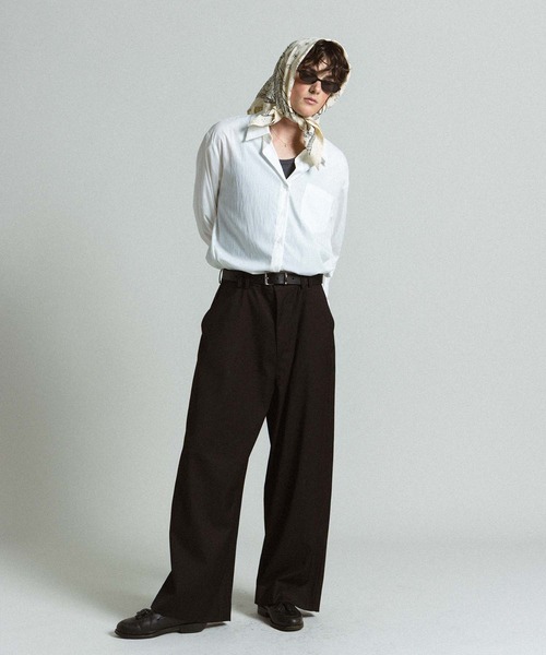 Elanque（エランク）の「wide straight slacks / ワイドストレートスラックス（スラックス・メンズ・ブラック/グレー・MEDIUM/LARGE）」の7枚目の写真