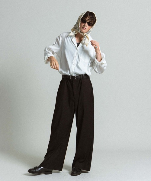 Elanque（エランク）の「wide straight slacks / ワイドストレートスラックス（スラックス・メンズ・ブラック/グレー・MEDIUM/LARGE）」の8枚目の写真
