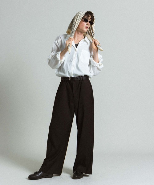 Elanque（エランク）の「wide straight slacks / ワイドストレートスラックス（スラックス・メンズ・ブラック/グレー・MEDIUM/LARGE）」の9枚目の写真