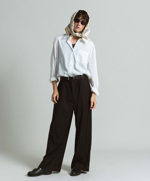 Elanque（エランク）の「wide straight slacks / ワイドストレートスラックス（スラックス・メンズ・ブラック/グレー・MEDIUM/LARGE）」の10枚目の写真
