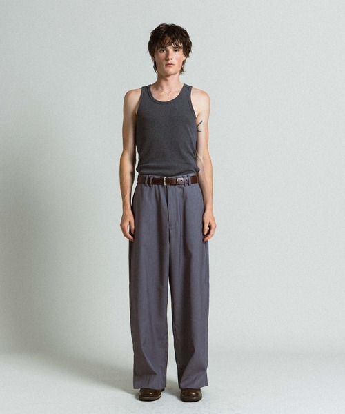 Elanque（エランク）の「wide straight slacks / ワイドストレートスラックス（スラックス・メンズ・ブラック/グレー・MEDIUM/LARGE）」の16枚目の写真