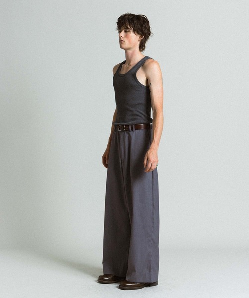 Elanque（エランク）の「wide straight slacks / ワイドストレートスラックス（スラックス・メンズ・ブラック/グレー・MEDIUM/LARGE）」の17枚目の写真