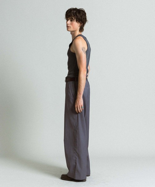 Elanque（エランク）の「wide straight slacks / ワイドストレートスラックス（スラックス・メンズ・ブラック/グレー・MEDIUM/LARGE）」の18枚目の写真