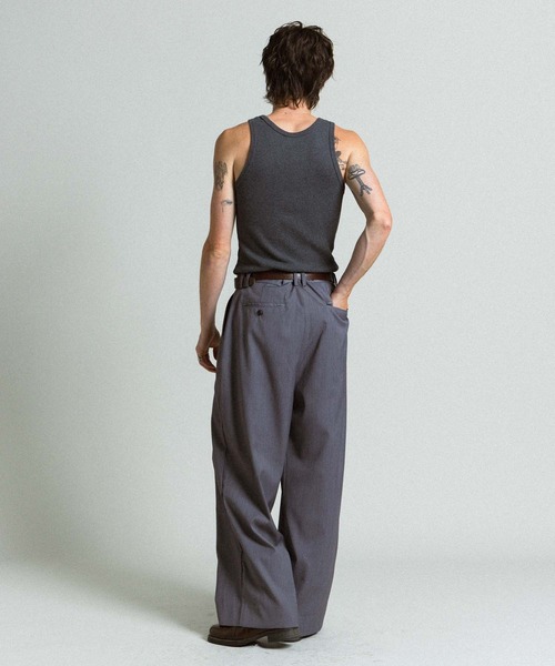 Elanque（エランク）の「wide straight slacks / ワイドストレートスラックス（スラックス・メンズ・ブラック/グレー・MEDIUM/LARGE）」の19枚目の写真