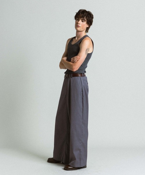 Elanque（エランク）の「wide straight slacks / ワイドストレートスラックス（スラックス・メンズ・ブラック/グレー・MEDIUM/LARGE）」の21枚目の写真