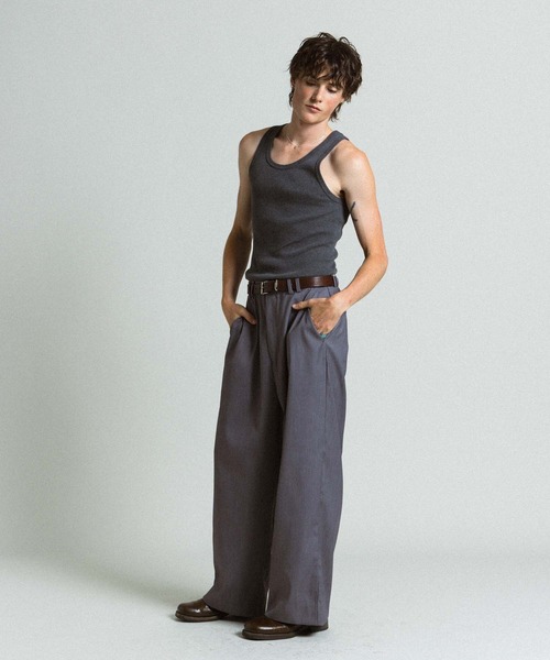 Elanque（エランク）の「wide straight slacks / ワイドストレートスラックス（スラックス・メンズ・ブラック/グレー・MEDIUM/LARGE）」の22枚目の写真
