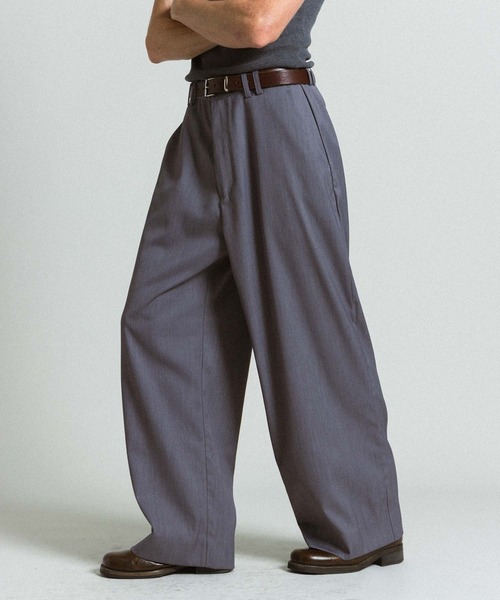 Elanque（エランク）の「wide straight slacks / ワイドストレートスラックス（スラックス・メンズ・ブラック/グレー・MEDIUM/LARGE）」の15枚目の写真