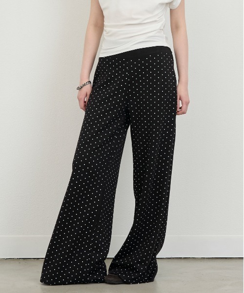 NUJOH(ヌゾ)の「Dot Relax Wide Pants / ドットリラックスワイドパンツ(スウェットパンツ・レディース・ブラック/グレー・FREE)」の2枚目の写真