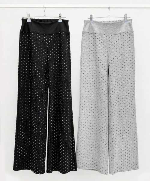 NUJOH(ヌゾ)の「Dot Relax Wide Pants / ドットリラックスワイドパンツ(スウェットパンツ・レディース・ブラック/グレー・FREE)」の3枚目の写真