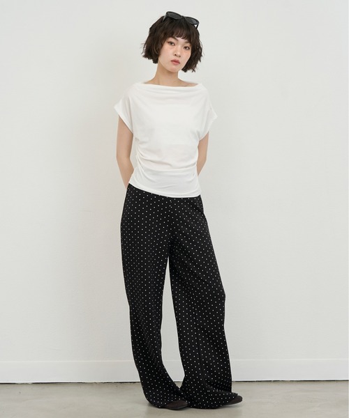 NUJOH(ヌゾ)の「Dot Relax Wide Pants / ドットリラックスワイドパンツ(スウェットパンツ・レディース・ブラック/グレー・FREE)」の4枚目の写真