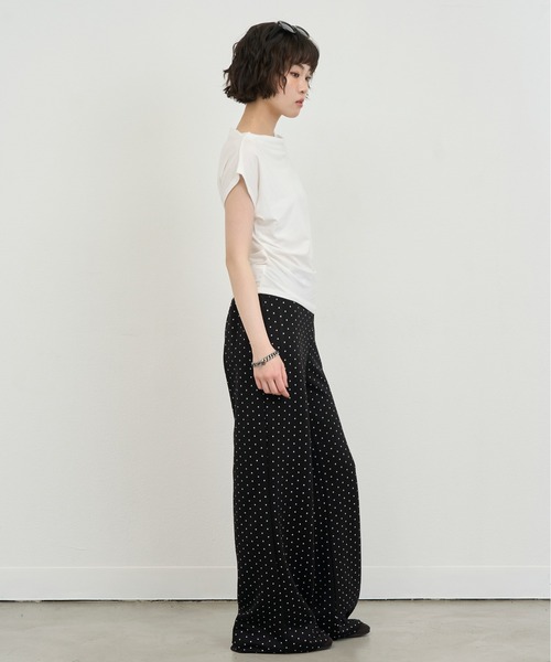 NUJOH(ヌゾ)の「Dot Relax Wide Pants / ドットリラックスワイドパンツ(スウェットパンツ・レディース・ブラック/グレー・FREE)」の5枚目の写真