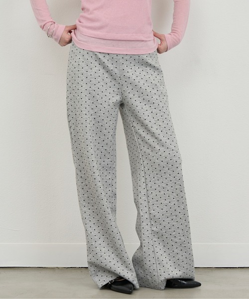 NUJOH(ヌゾ)の「Dot Relax Wide Pants / ドットリラックスワイドパンツ(スウェットパンツ・レディース・ブラック/グレー・FREE)」の11枚目の写真