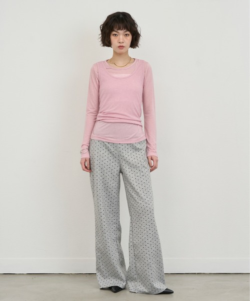 NUJOH(ヌゾ)の「Dot Relax Wide Pants / ドットリラックスワイドパンツ(スウェットパンツ・レディース・ブラック/グレー・FREE)」の13枚目の写真