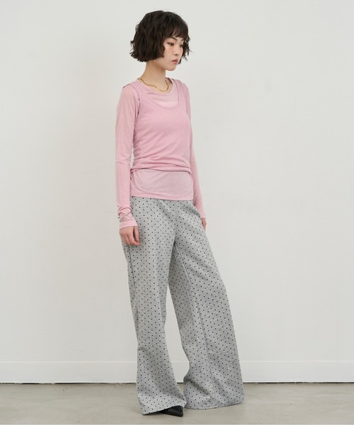 NUJOH(ヌゾ)の「Dot Relax Wide Pants / ドットリラックスワイドパンツ(スウェットパンツ・レディース・ブラック/グレー・FREE)」の16枚目の写真