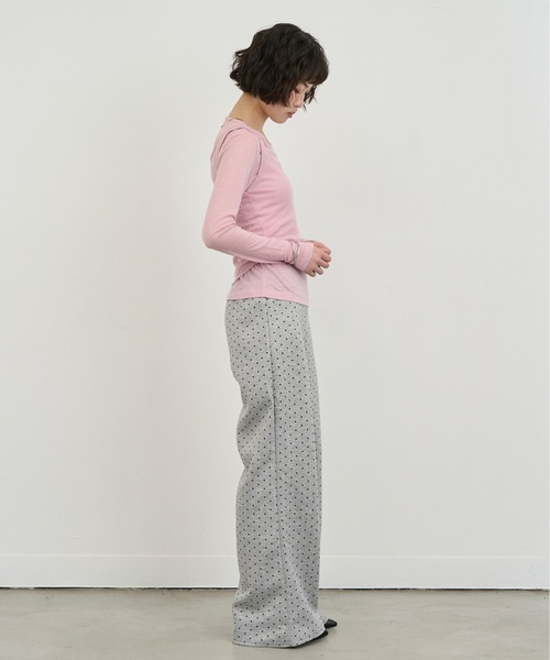 NUJOH(ヌゾ)の「Dot Relax Wide Pants / ドットリラックスワイドパンツ(スウェットパンツ・レディース・ブラック/グレー・FREE)」の17枚目の写真
