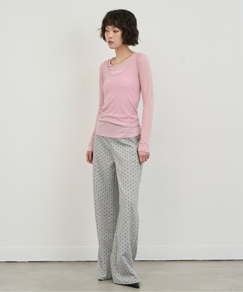 NUJOH(ヌゾ)の「Dot Relax Wide Pants / ドットリラックスワイドパンツ(スウェットパンツ・レディース・ブラック/グレー・FREE)」の12枚目の写真