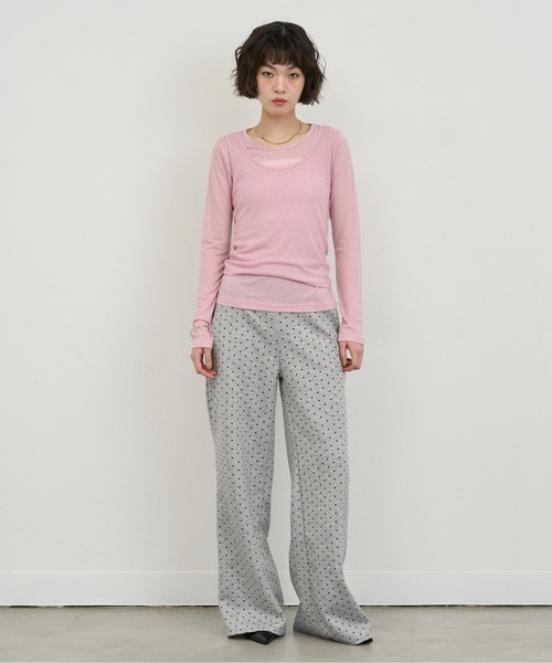 NUJOH(ヌゾ)の「Dot Relax Wide Pants / ドットリラックスワイドパンツ(スウェットパンツ・レディース・ブラック/グレー・FREE)」の10枚目の写真