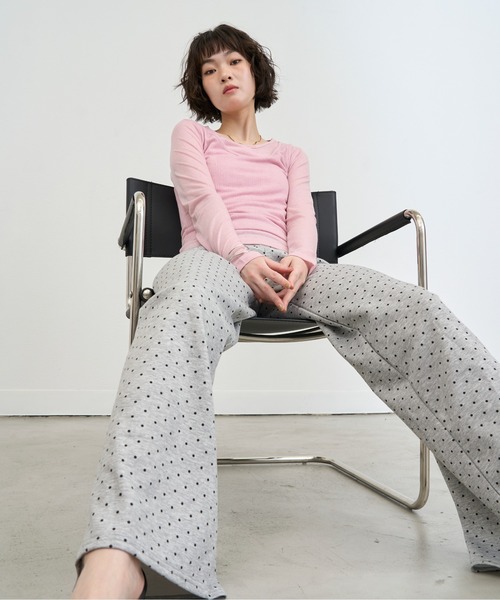 NUJOH(ヌゾ)の「Dot Relax Wide Pants / ドットリラックスワイドパンツ(スウェットパンツ・レディース・ブラック/グレー・FREE)」の20枚目の写真