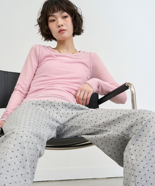 NUJOH(ヌゾ)の「Dot Relax Wide Pants / ドットリラックスワイドパンツ(スウェットパンツ・レディース・ブラック/グレー・FREE)」の21枚目の写真