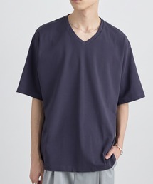<接触冷感/UVカット>USAコットン コンフォート ヘビーオンス Vネック 半袖Tシャツ