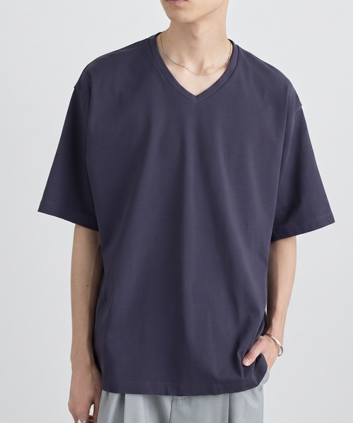 MONO-MART(モノマート)の「<接触冷感/UVカット>USAコットン コンフォート ヘビーオンス Vネック 半袖Tシャツ(Tシャツ/カットソー・メンズ・ブラック/ホワイト/チャコールグレー/ネイビー/オリーブ/ライトグレー・XL/S/L/M)」の6枚目の写真
