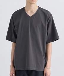 <接触冷感/UVカット>USAコットン コンフォート ヘビーオンス Vネック 半袖Tシャツ