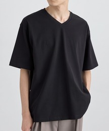 <接触冷感/UVカット>USAコットン コンフォート ヘビーオンス Vネック 半袖Tシャツ