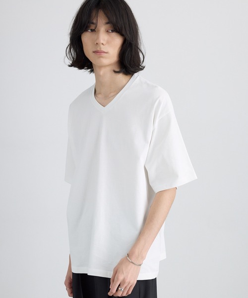 MONO-MART(モノマート)の「<接触冷感/UVカット>USAコットン コンフォート ヘビーオンス Vネック 半袖Tシャツ(Tシャツ/カットソー・メンズ・ブラック/ホワイト/チャコールグレー/ネイビー/オリーブ/ライトグレー・XL/S/L/M)」の13枚目の写真