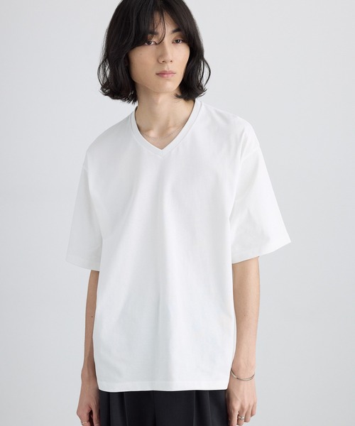 MONO-MART(モノマート)の「<接触冷感/UVカット>USAコットン コンフォート ヘビーオンス Vネック 半袖Tシャツ(Tシャツ/カットソー・メンズ・ブラック/ホワイト/チャコールグレー/ネイビー/オリーブ/ライトグレー・XL/S/L/M)」の16枚目の写真